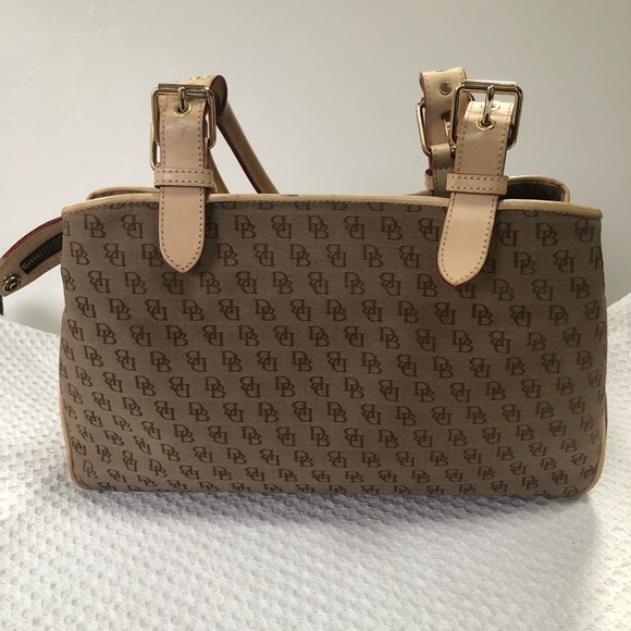 Dooney & Bourke Buckel Satchel Tote Bag Signature Design w/ Leather Trim - Picture 7 of 15